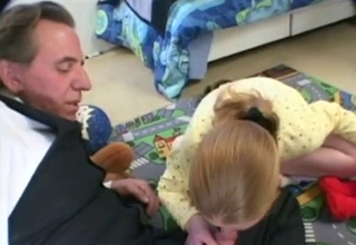 Underdeveloped teen blows her father