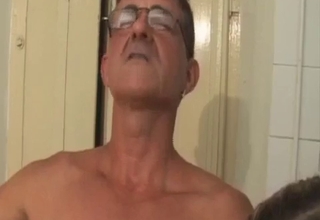 Pigtailed teen jerks off daddy's dick
